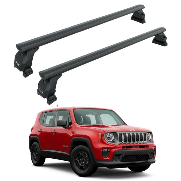 Für Jeep Renegade 2015-Up Dachträgersystem, Aluminium-Querstange, Metallhalterung, abschließbar, Schwarz
