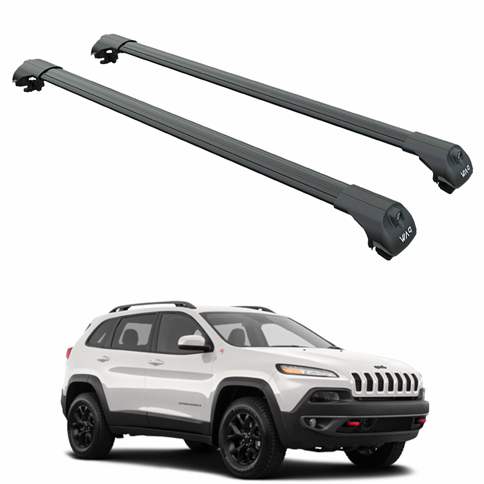 Für Jeep Cherokee 2014-Up Dachträgersystem, Aluminium-Querstange, Metallhalterung, abschließbar, Schwarz