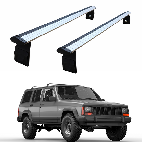 For Jeep Cherokee XJ 1984-2002 Roof Rack Cross Bars Rain Gutters Silver