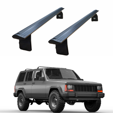 Für Jeep Wrangler JK 2007–2018 Dachträgersystem, Aluminium-Querstange, Metallhalterung, abschließbar, mit Regenrinnen schwarz