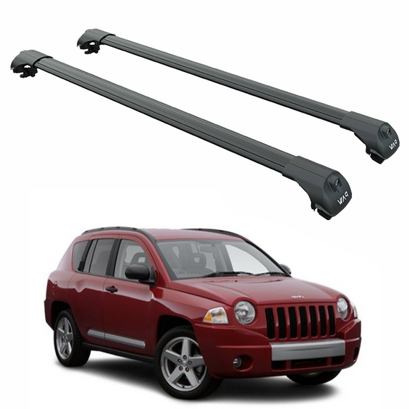For Jeep Compass (2007-2011) Roof Rack Cross Bars Flush Rail, Black