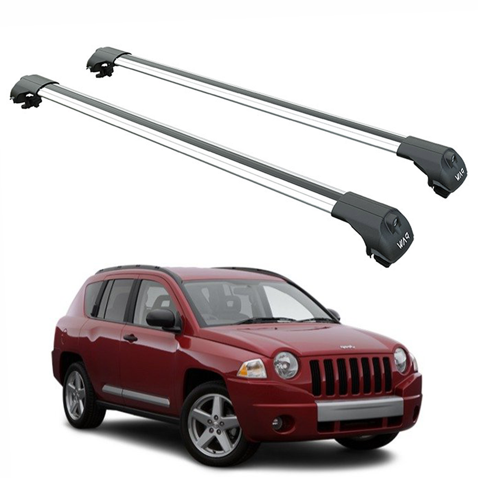 For Jeep Compass 2007-2011 Roof Rack Cross Bars Flush Rail Alu Silver