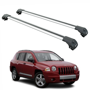 For Jeep Compass 2007-2011 Roof Rack Cross Bars Flush Rail Alu Silver