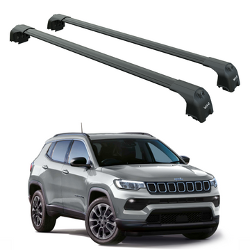 For Jeep Compass 2017-2025 Roof Rack Cross Bars Flush Rail Alu Black