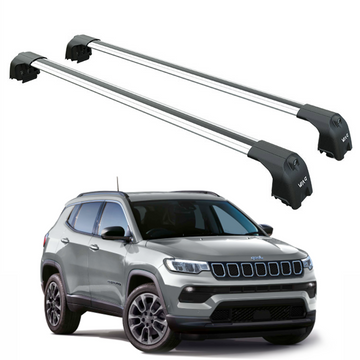 For Jeep Compass 2017-2025 Roof Rack Cross Bars Flush Rail Alu Silver