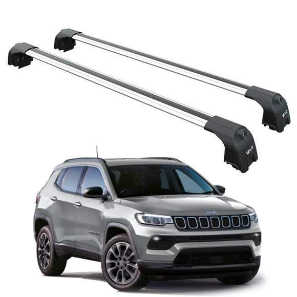 For Jeep Compass (2017-2025) Roof Rack Cross Bars Flush Rail, Silver