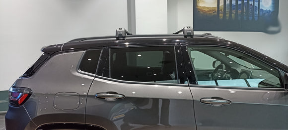 For Jeep Compass (2017-2025) Roof Rack Cross Bars Flush Rail, Black