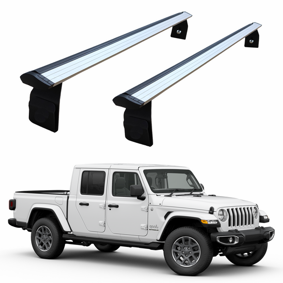 Für Jeep Gladiator JT 2020-Up Dachträgersystem, Aluminium-Querstange, Metallhalterung, abschließbar, Silber