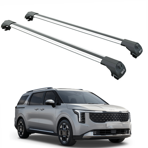 For Kia Carnival 2021-2025 Roof Rack Cross Bars Raised Rail Alu Silver