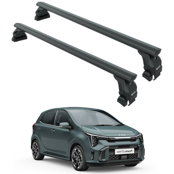 For Kia Picanto 2024-2025 Roof Rack System, Aluminium Cross Bar, Normal Roof, Black