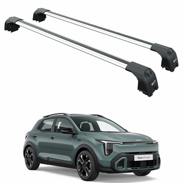 For Kia Stonic (2026-Up) Roof Rack Cross Bars Raised Rail, Silver