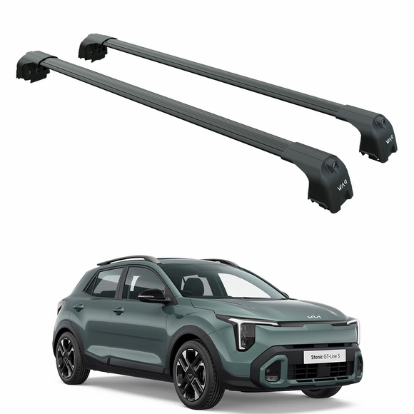 For Kia Stonic (2026-Up) Roof Rack Cross Bars Raised Rail, Black