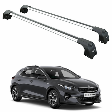 Für Kia XCeed 2019-Up Dachträgersystem, Aluminium-Querstange, Metallhalterung, abschließbar, Silber