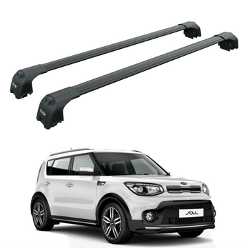 For Kia Soul 2014-2019 Roof Rack Cross Bars Flush Rail Pro 2 Black