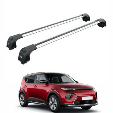 Für Kia Soul X-Line 2020-Up Dachträgersystem, Aluminium-Querstange, Metallhalterung, abschließbar, Silber