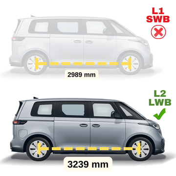 For Volkswagen ID. Buzz LWB L2 Roof Side Rails and Roof Rack Cross Bars Black - 0