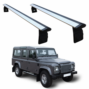 For Land Rover Defender 110 1993-2020 Roof Rack Cross Bars Rain Gutters Silver