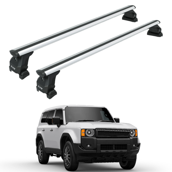 For Toyota Land Cruiser 1958 Roof Rack Cross Bars Fix Channeled Alu Silver