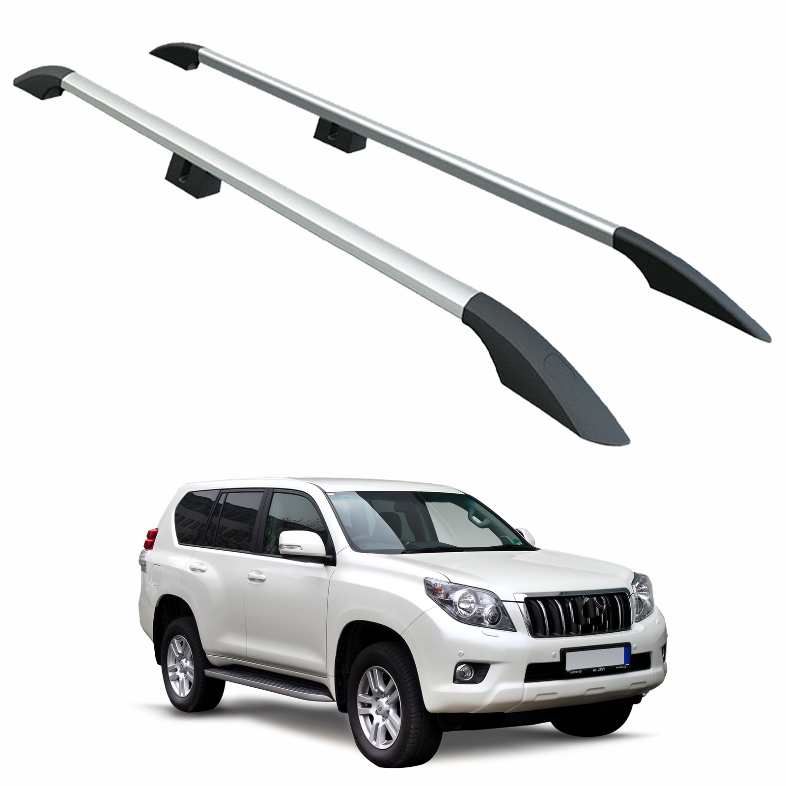 For Land Cruiser Prado J120 2002-2009 Roof Rails Baggage Luggage Rack Rail Silver