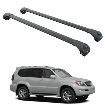For Lexus GX 470 2003-2009 Roof Rack Cross Bars Raised Rail Alu Black