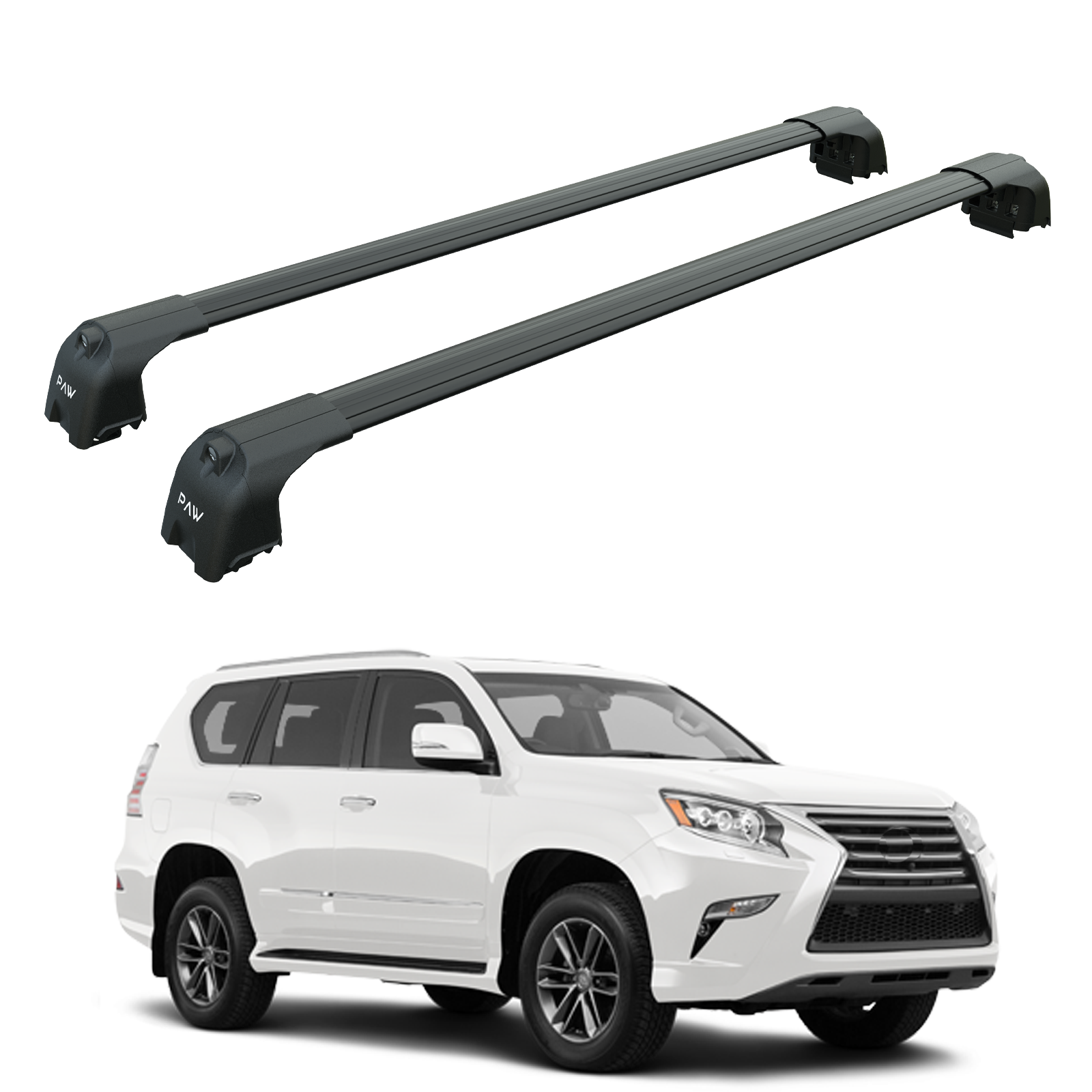 For Lexus GX460 Roof Rack Cross Bars Flush Rail Fix Alu 2019-2023 Black