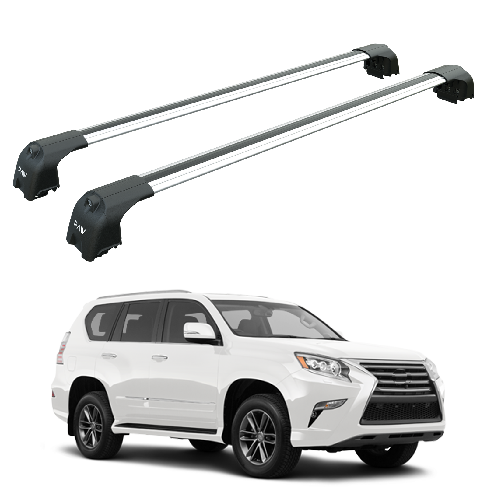 Für Lexus GX460 2010–2020 Dachträgersystem, Aluminium-Querstange, Metallhalterung, abschließbar, Silber