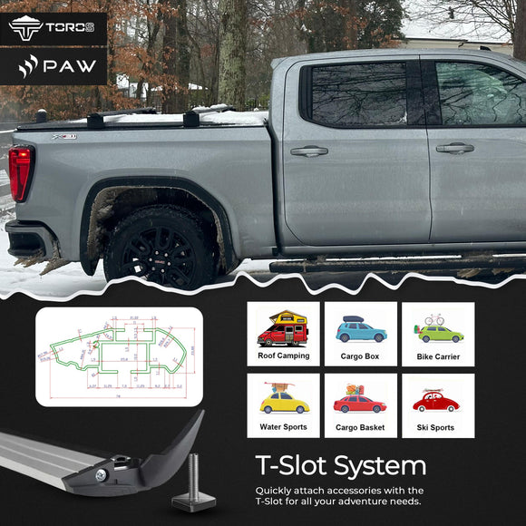 For Ford F-150 Bed Rack Cross Bars Fits For Open-Bed and Roll-Up Tonneau Covers Black