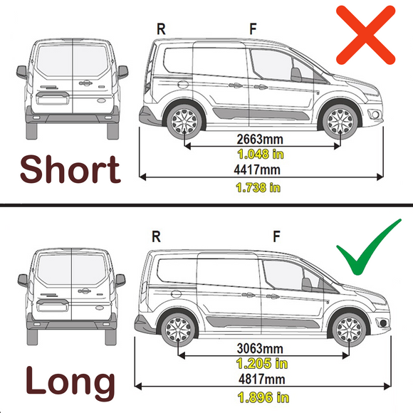 For Ford Transit Connect LWB (2013-2023) Roof Side Rails and Roof Racks Cross Bars, Black