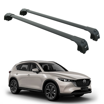 Für Mazda CX-5 ab Baujahr 2017, Dachträgersystem, Träger, Querträger, Aluminium, abschließbar, hochwertige Metallhalterung, schwarz