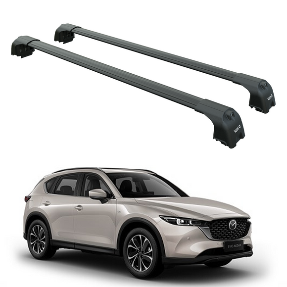 For Mazda CX-5 KF (2017-2025) Roof Rack Cross Bars Flush Rail, Black