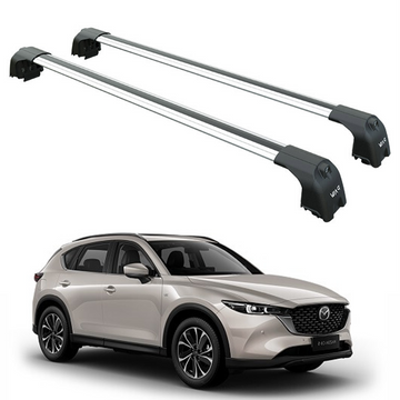 Für Mazda CX-5 2017- Up Dachträgersystem Träger Querträger Aluminium abschließbar Hochwertige Metallhalterung Silber