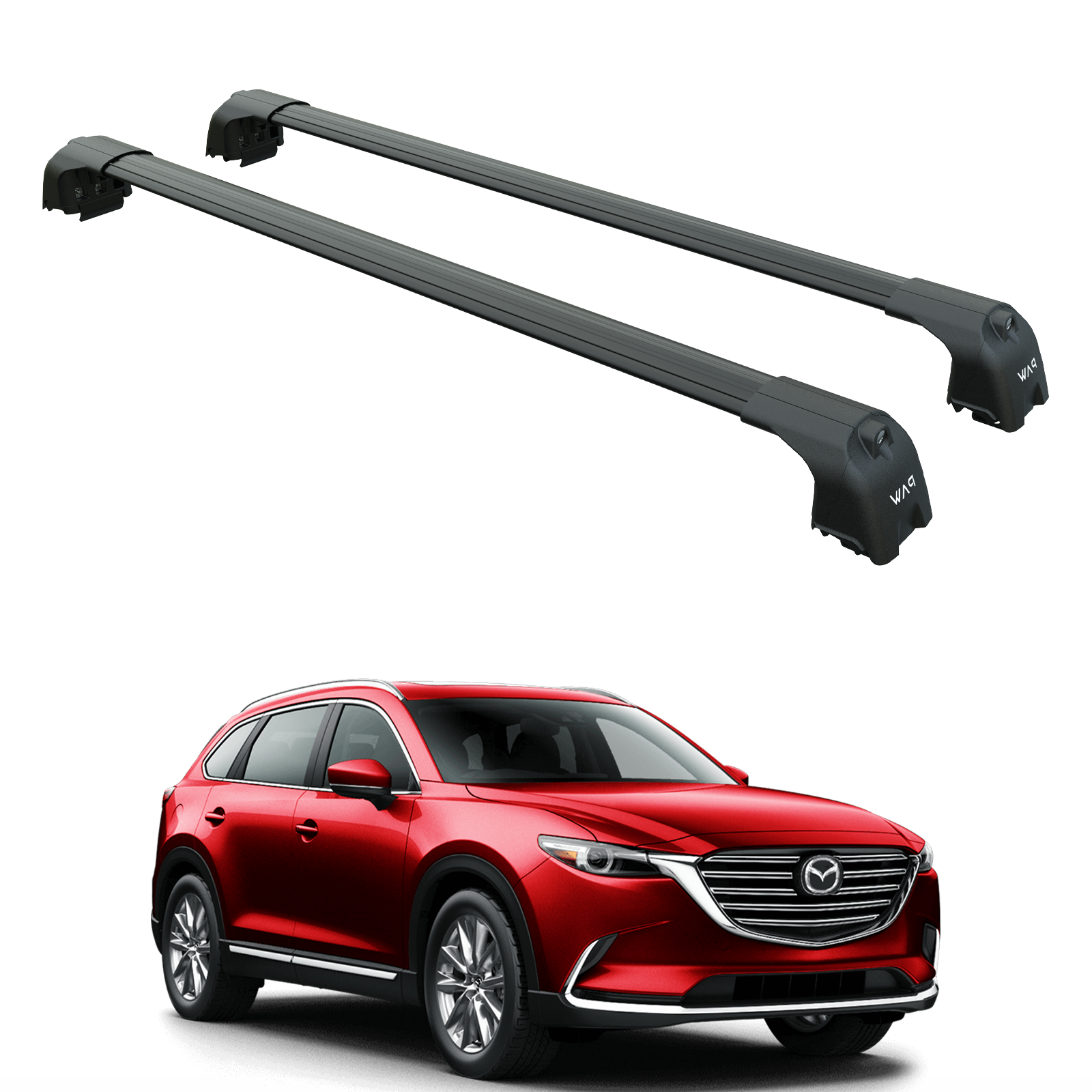 For Mazda CX-9 (TC) 2016-2023 Roof Rack Cross Bars Flush, Black