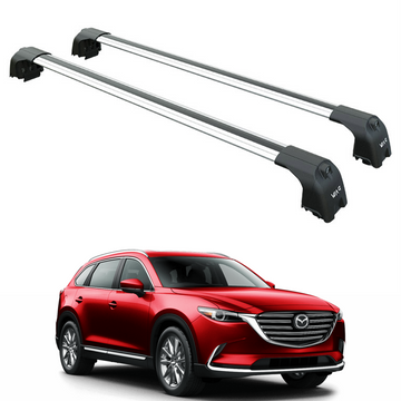 Für Mazda CX-9 (KE) 2016-Up Dachträgersystem Träger Querstangen Aluminium abschließbar Hochwertige Metallhalterung Silber