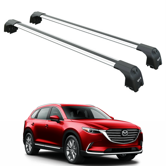 Für Mazda CX-9 (KE) 2016-Up Dachträgersystem Träger Querstangen Aluminium abschließbar Hochwertige Metallhalterung Silber