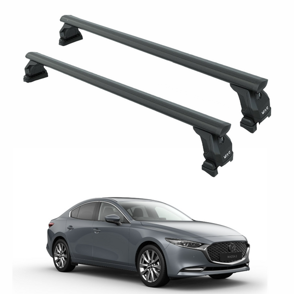 For Mazda Mazda3 Sedan (BP) (2019-Up) Roof Rack Cross Bars, Black