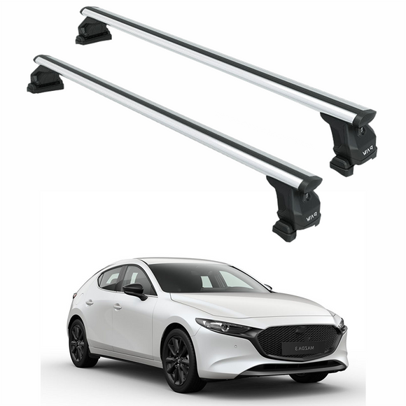For Mazda Mazda3 HB (BP) (2019-Up) Roof Rack Cross Bars, Silver