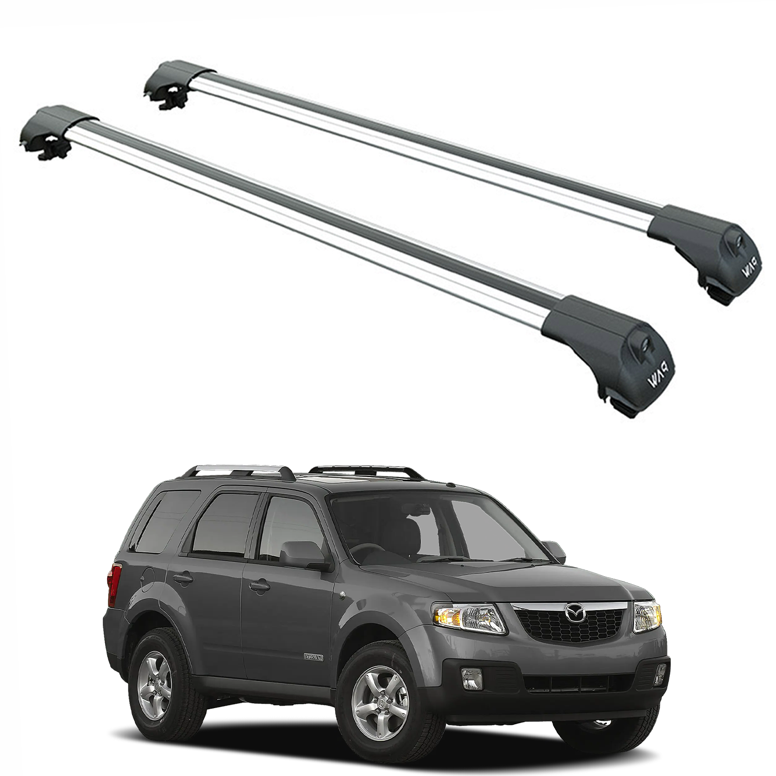 For Mazda Tribute (2001-2011) Roof Rack Cross Bars Metal Bracket Raised Rail, Silver