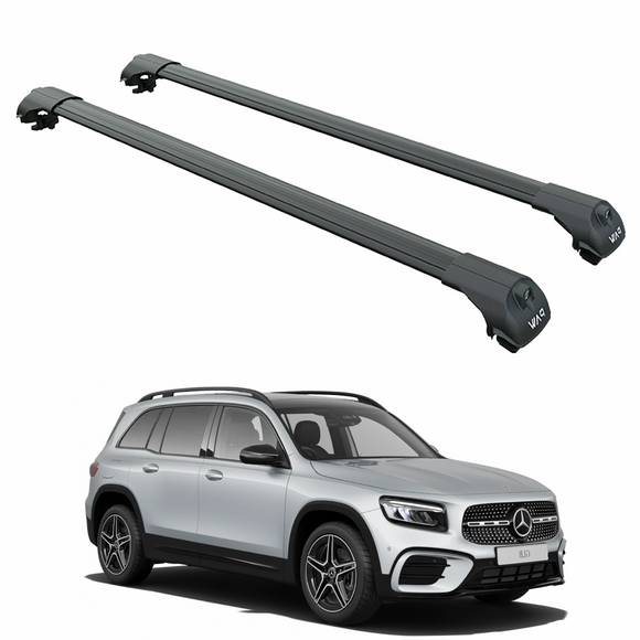 Für Mercedes GLB ab 2019, Dachträgersystem, Träger, Querträger, Aluminium, abschließbar, hochwertige Metallhalterung, silberfarben