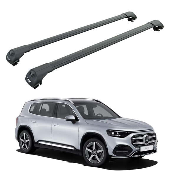 Für Mercedes GLB ab 2019, Dachträgersystem, Träger, Querträger, Aluminium, abschließbar, hochwertige Metallhalterung, silberfarben