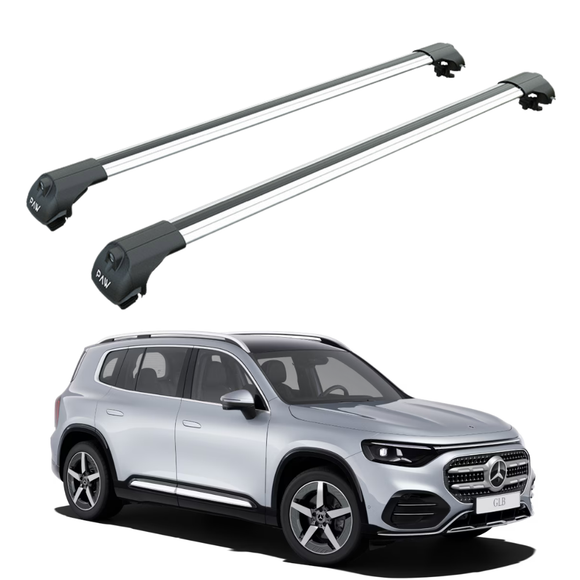 Für Mercedes GLB ab 2019, Dachträgersystem, Träger, Querträger, Aluminium, abschließbar, hochwertige Metallhalterung, silberfarben
