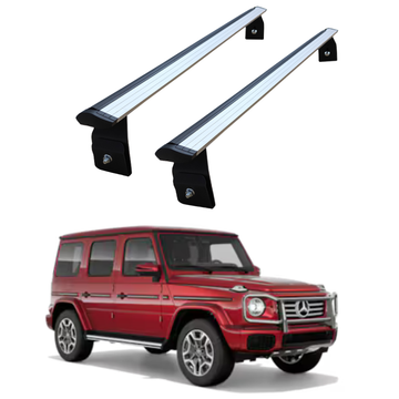 For Mercedes G W463 1989-2018 Roof Rack Cross Bars Rain Gutters, Silver