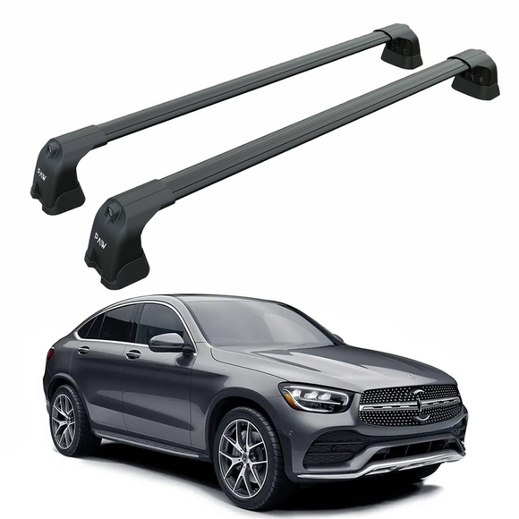 For Mercedes Benz GLC Coupe 2015-2022 Roof Rack Cross Bars Fix Point Alu Black