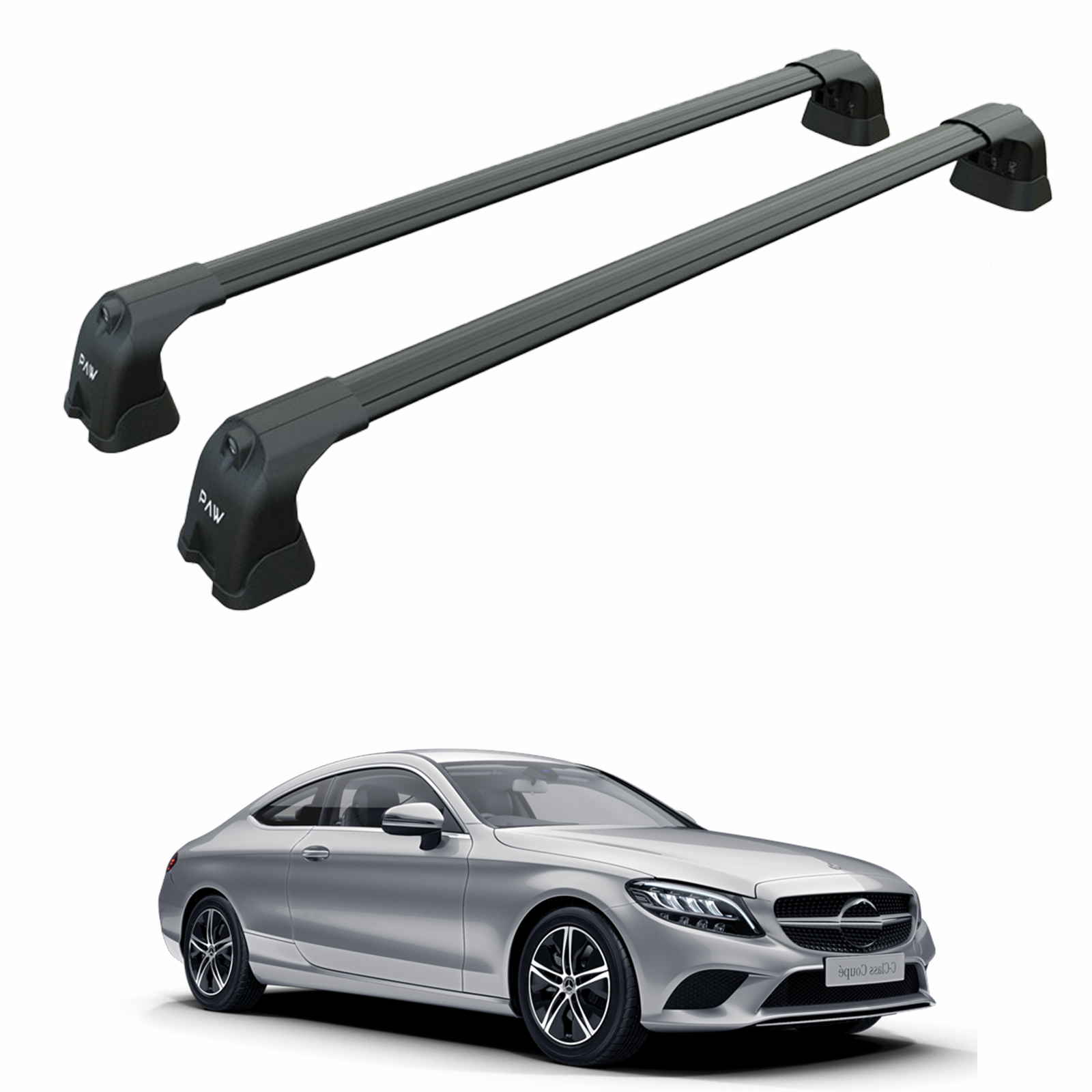For Mercedes C Coupe C205 2014-2018 Roof Rack Cross Bars Fix Point Alu Black
