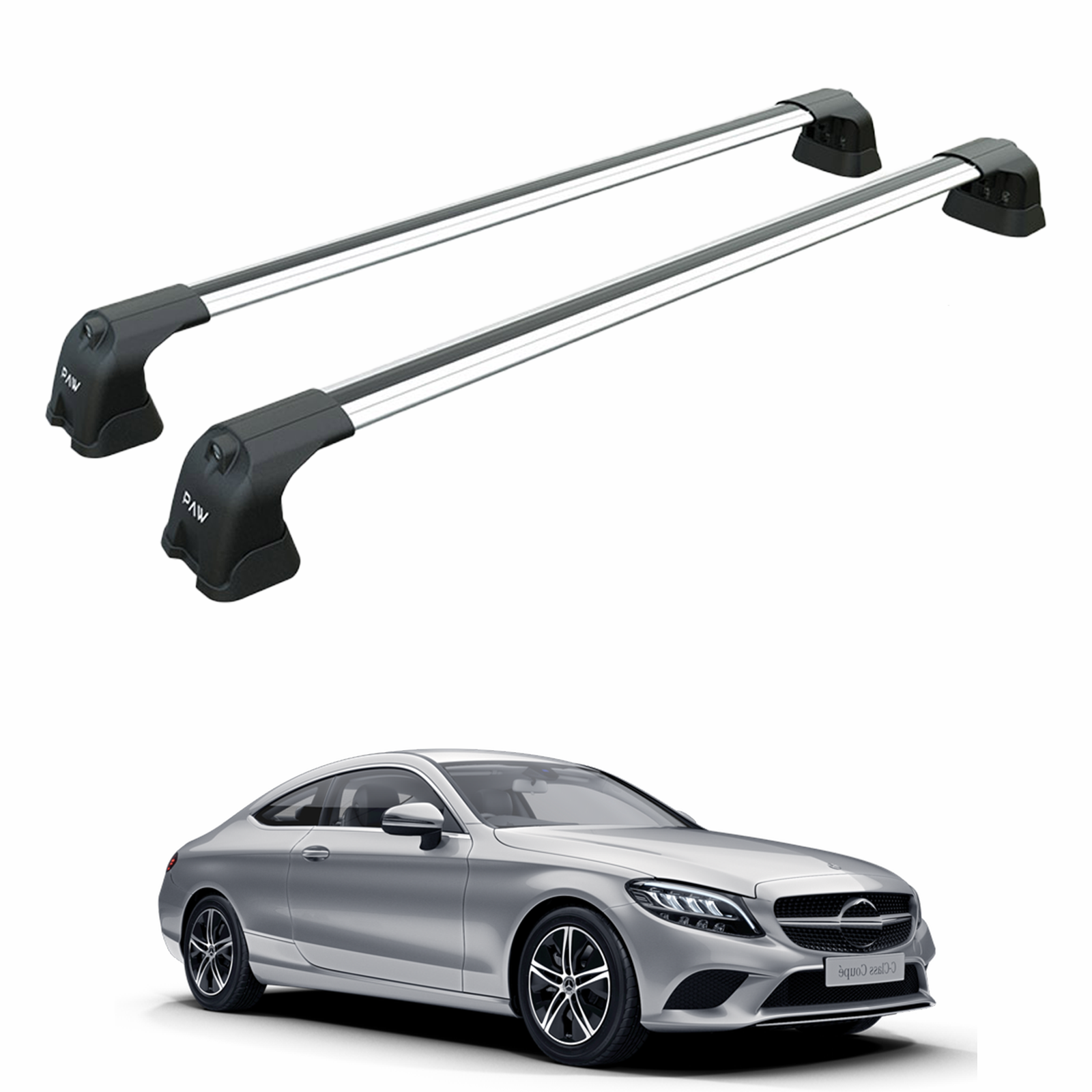 For Mercedes C Coupe C205 2014-2018 Roof Rack Cross Bars Fix Point Alu Silver