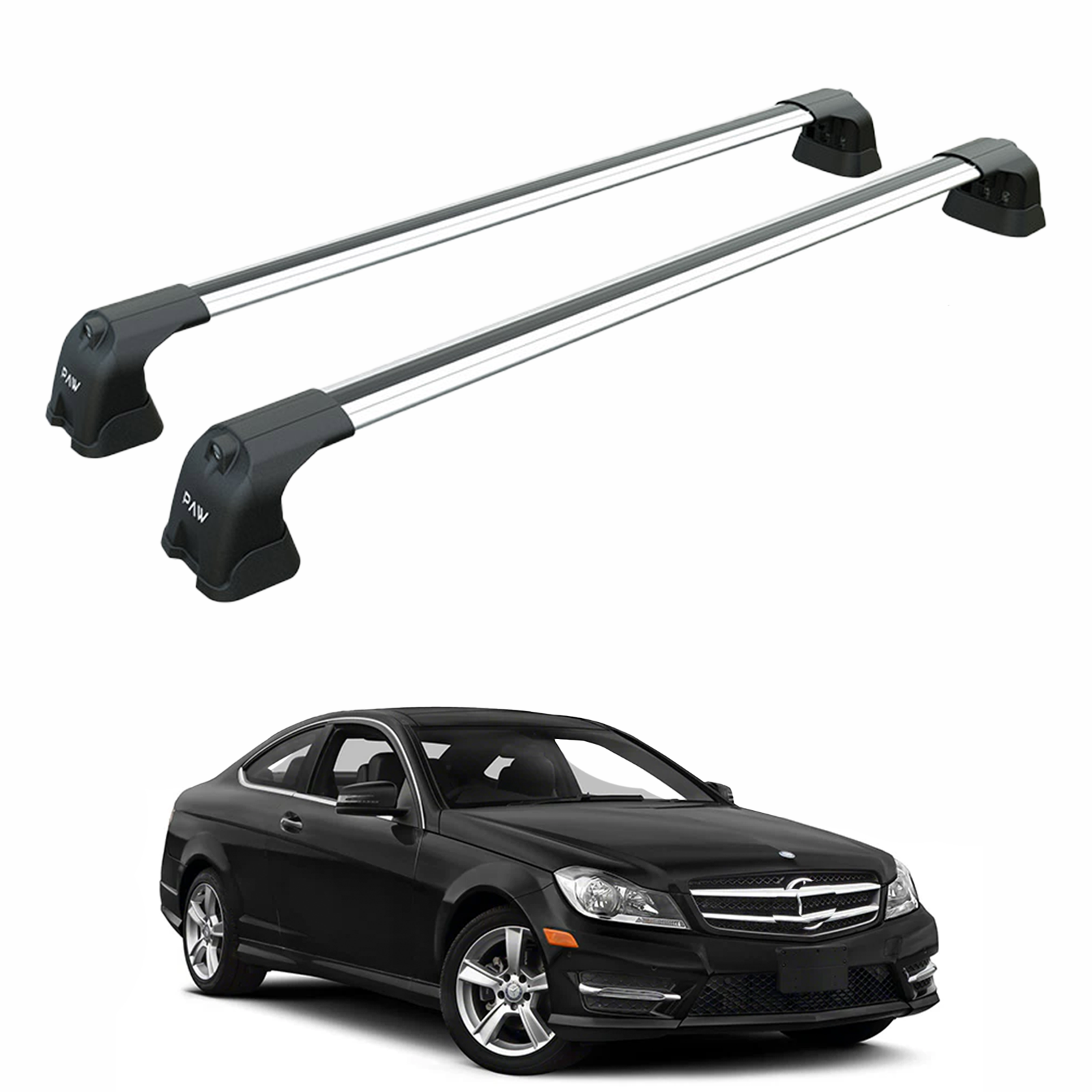 For Mercedes C Coupe W204 2007-2014 Roof Rack Cross Bars Fix Point Alu Silver