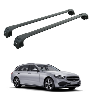 For Mercedes C Estate S206 2021-2025 Roof Rack Cross Bars Flush Rail Alu Black