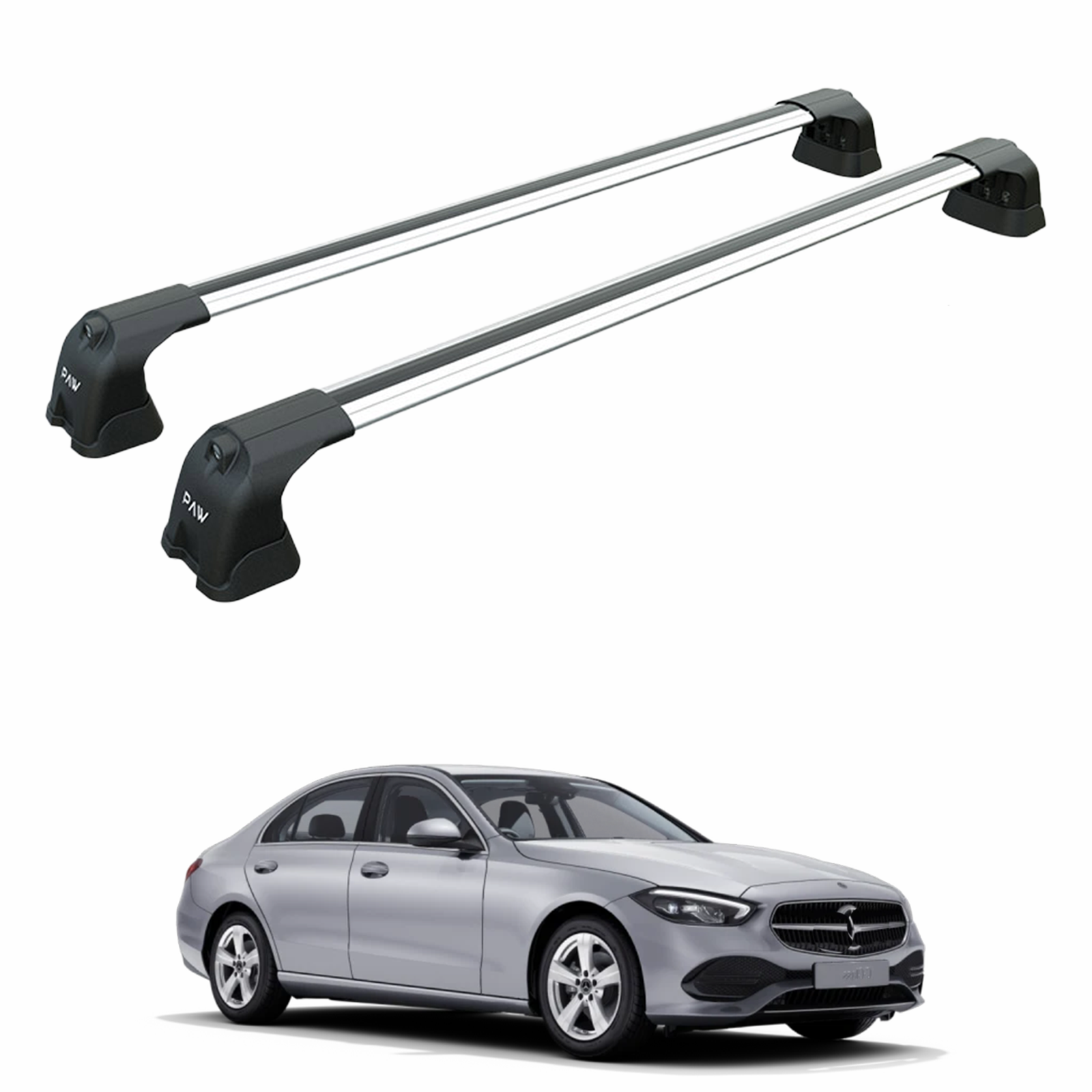 For Mercedes C W206 2022-2025 Roof Rack Cross Bars Fix Point Alu Silver