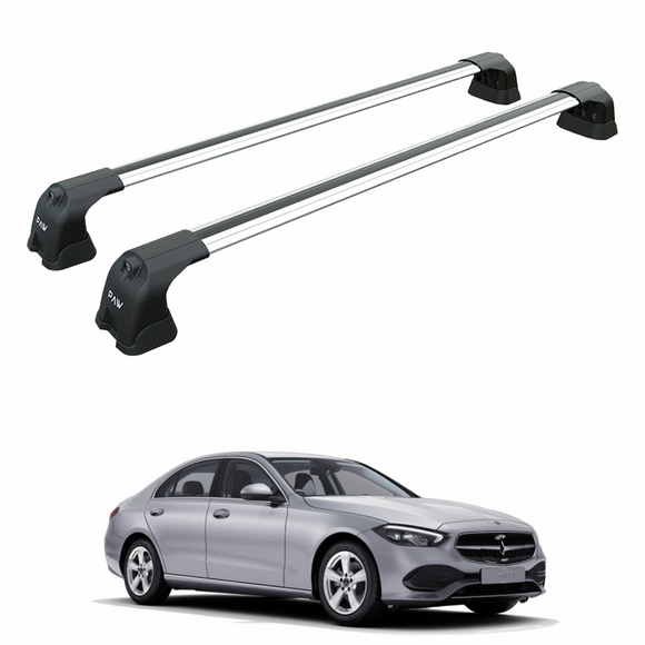 For Mercedes C Sedan W206 2022-2025 Roof Rack Cross Bars Fix Point Alu Silver