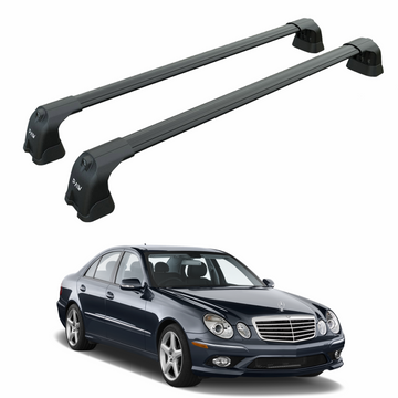 For Mercedes E Sedan W211 2002-2010 Roof Rack Cross Bars Fix Point Alu Black