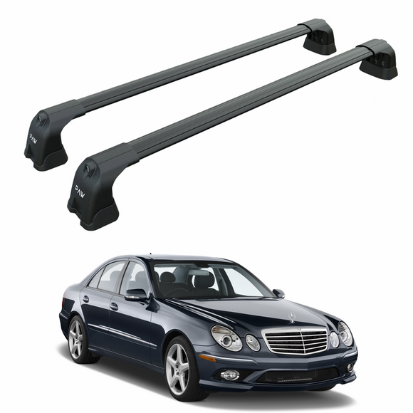 For Mercedes E Sedan W211 2002-2010 Roof Rack Cross Bars Fix Point Alu Black